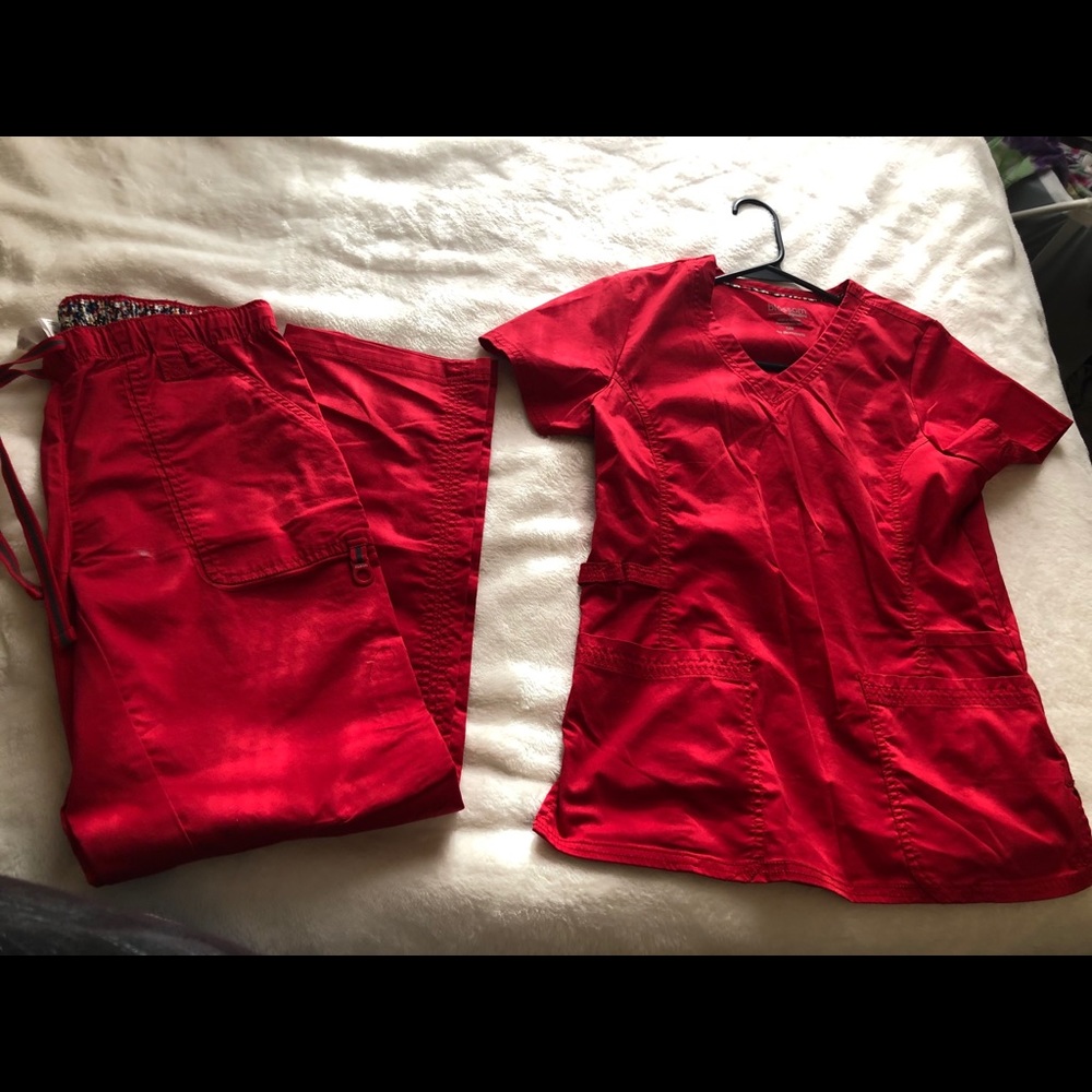 Size Small red medical scrubs